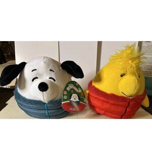 Squishmallows Snoopy & Woodstock 7″ Winter Puffer Jackets Plush NWT Peanuts